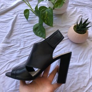 Black Leather Marc Fischer Heeled Sandals